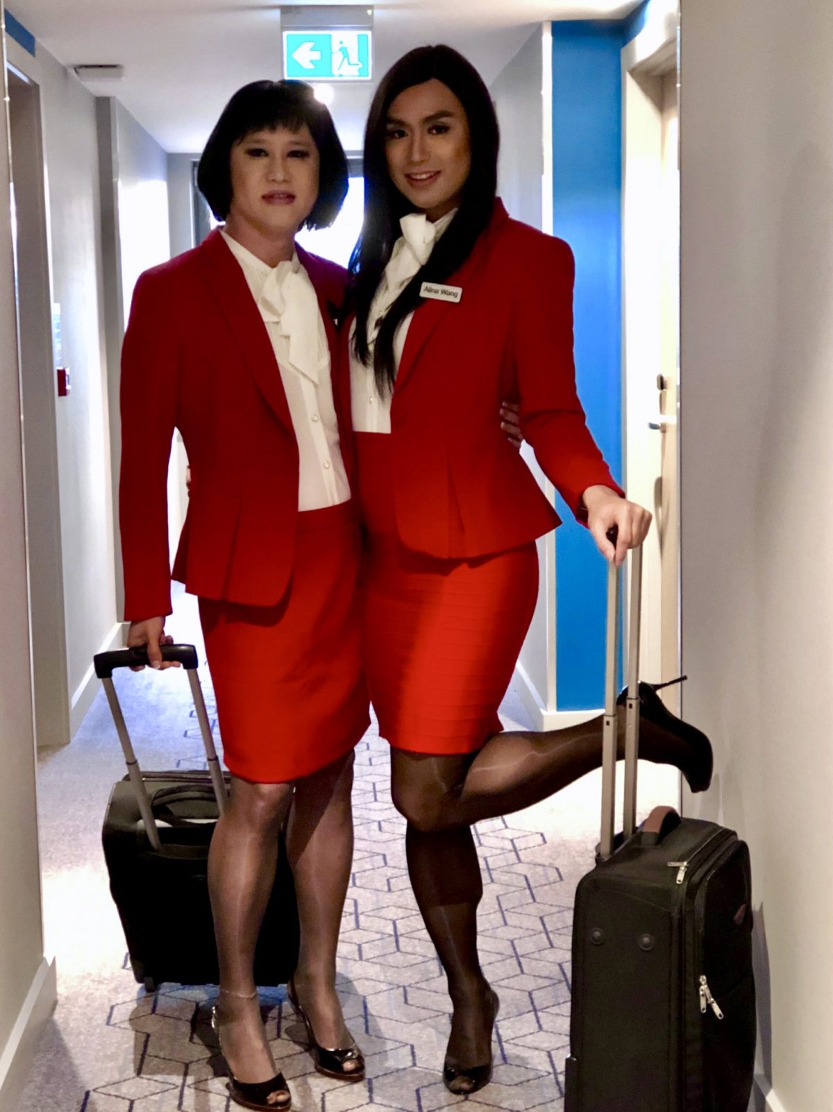 Air stewardesses Alina and April